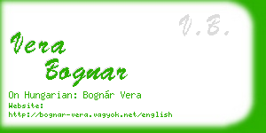 vera bognar business card