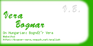 vera bognar business card